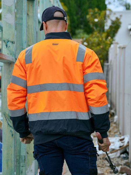 Bisley Taped 2 Tone Hi Vis Bomber Jacket With Padded Lining - BJ6730T