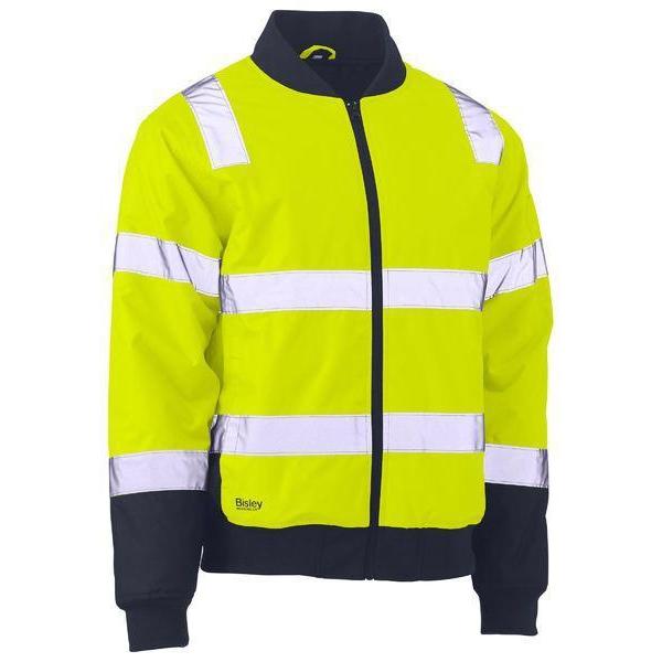 Bisley Taped 2 Tone HiVis Bomber Jacket With Padded Lining - BJ6730T-Queensland workwear Supplies