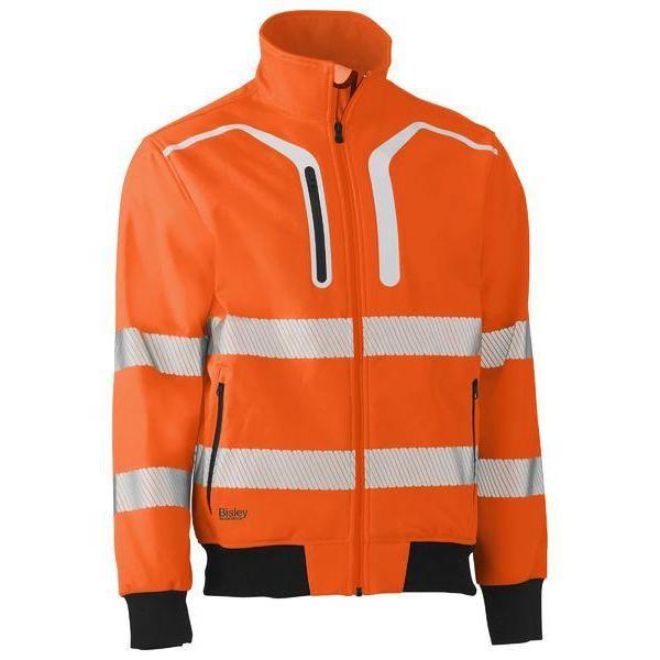 Bisley Taped HiVis Soft Shell Bomber Jacket - BJ6979T-Queensland workwear Supplies