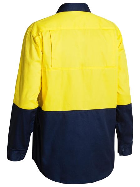 Bisley Hi Vis Vented Cotton Drill Long Sleeve Shirt - BS6895