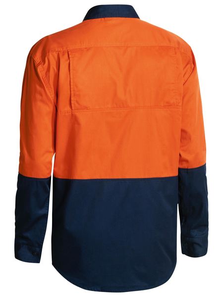 Bisley Hi Vis Vented Cotton Drill Long Sleeve Shirt - BS6895