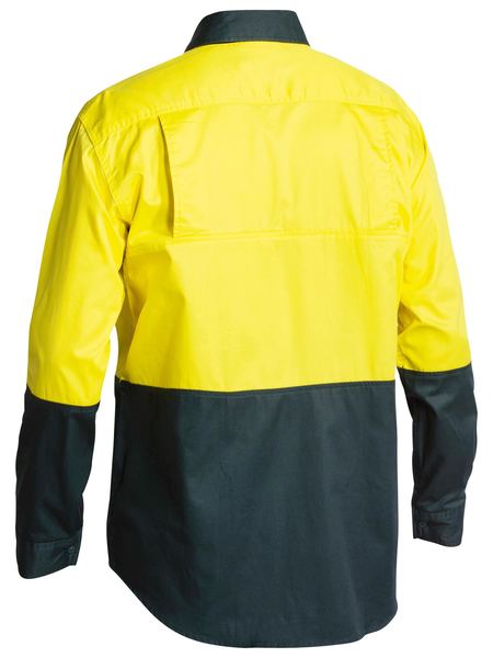 Bisley Hi Vis Vented Cotton Drill Long Sleeve Shirt - BS6895