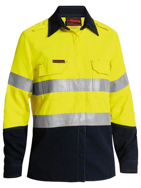 Bisley Tencate Tecasafe Plus 700 Womens Taped Hi Vis Flame Retardant (FR) Long Sleeve Shirt - BL8082T