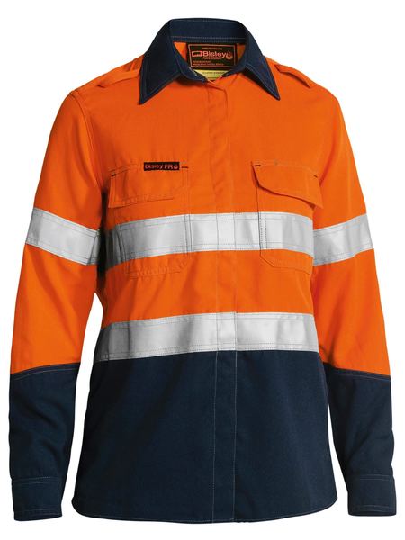 Bisley Tencate Tecasafe Plus 700 Womens Taped Hi Vis Flame Retardant (FR) Long Sleeve Shirt - BL8082T