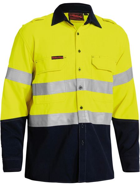 Bisley Tencate Tecasafe Plus 700 Taped Hi Vis Flame Retardant (FR) 2 Tone Long Sleeve Mens Shirt - BS8082T