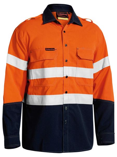 Bisley Tencate Tecasafe Plus 700 Taped Hi Vis Flame Retardant (FR) 2 Tone Long Sleeve Mens Shirt - BS8082T