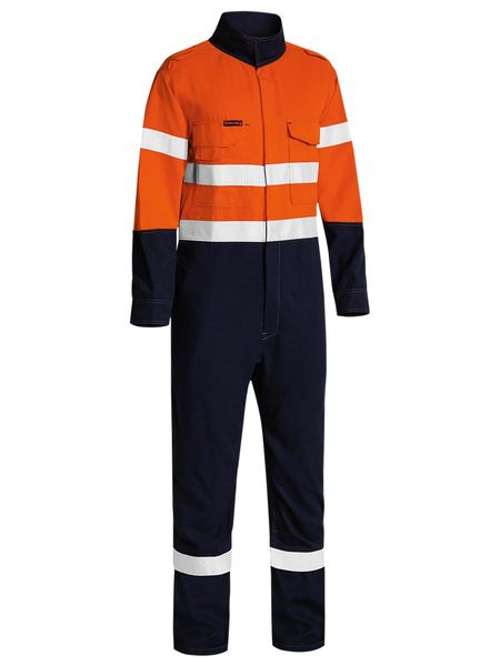 Bisley Tencate Tecasafe Plus 580 Taped Hi Vis 2 Tone Flame Retardant (FR) Non-Vented Mens Engineered Coverall - BC8186T