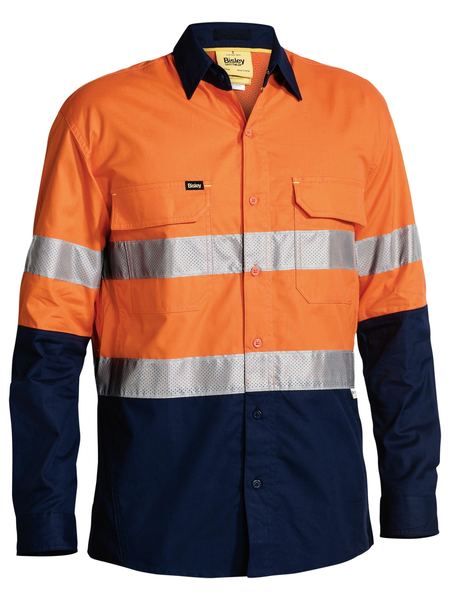 Bisley Taped X-AirFlow Hi Vis Ripstop 2 Tone Long Sleeve Mens Shirt - BS6415T