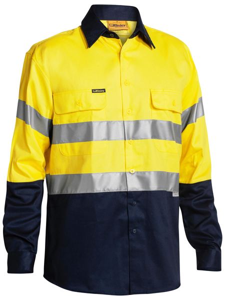 Bisley Taped Hi Vis 2 Tone Long Sleeve Mens Drill shirt - BT6456