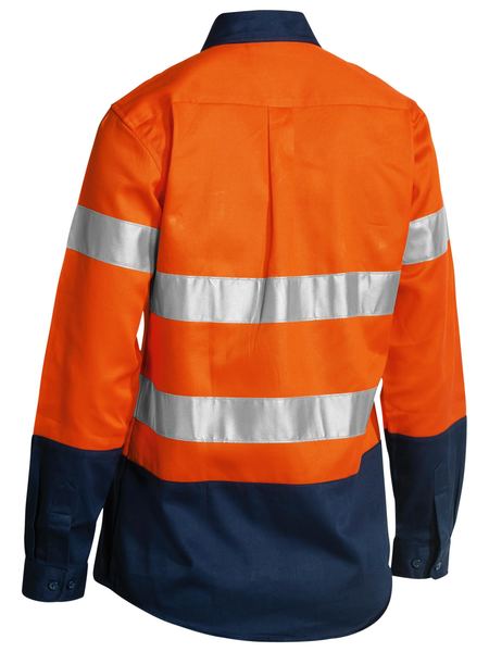 Bisley Womens Taped Hi Vis Long Sleeve Drill Shirt - BLT6456