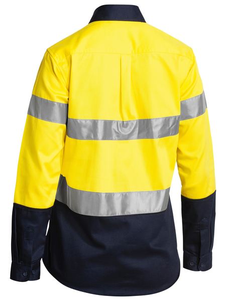 Bisley Womens Taped Hi Vis Long Sleeve Drill Shirt - BLT6456