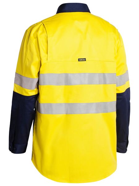 Bisley Taped Hi Vis Industrial Cool Vented 2 Tone Long Sleeve Mens Shirt - BS6448T