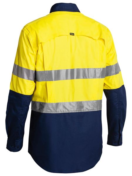 Bisley Taped X-AirFlow Hi Vis Ripstop 2 Tone Long Sleeve Mens Shirt - BS6415T