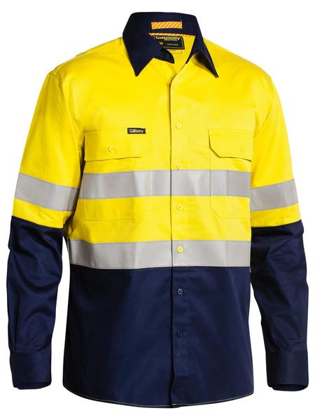 Bisley Taped Hi Vis Industrial Cool Vented 2 Tone Long Sleeve Mens Shirt - BS6448T