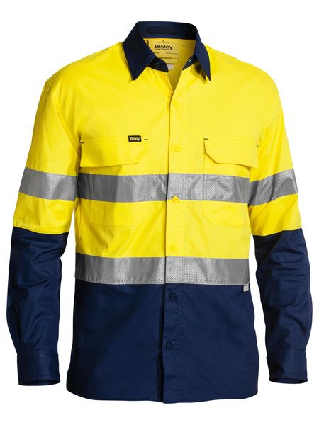 Bisley Taped X-AirFlow Hi Vis Ripstop 2 Tone Long Sleeve Mens Shirt - BS6415T