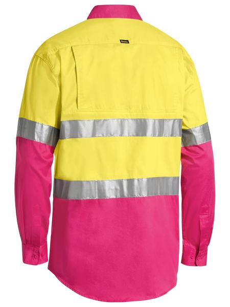 Bisley Taped Hi Vis Cool Lightweight 2 Tone Long Sleeve Mens Shirt - BS6696T