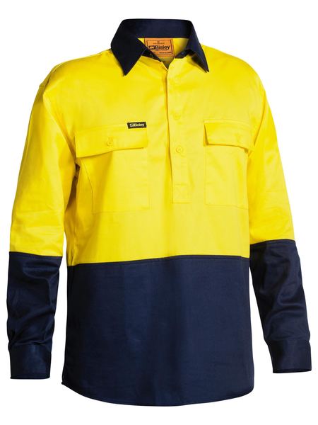 Bisley Hi Vis 2 Tone Long Sleeve Mens Drill shirt - BSC6267