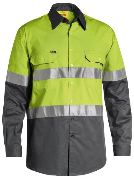 Bisley Taped Hi Vis Cool Lightweight 2 Tone Long Sleeve Mens Shirt - BS6696T