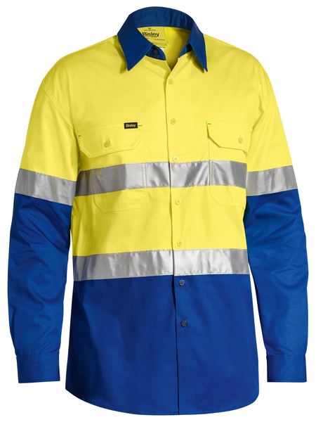 Bisley Taped Hi Vis Cool Lightweight 2 Tone Long Sleeve Mens Shirt - BS6696T