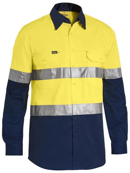 Bisley Taped Hi Vis Cool Lightweight 2 Tone Long Sleeve Mens Shirt - BS6696T