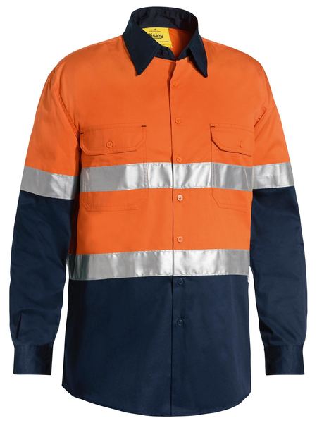 Bisley Taped Hi Vis Cool Lightweight 2 Tone Long Sleeve Mens Shirt - BS6696T