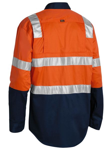 Bisley Taped Hi Vis Lightweight 2 Tone With Shoulder Tape Long Sleeve Unisex Shirt - BS6432T