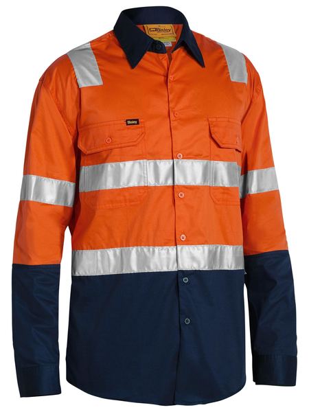 Bisley Taped Hi Vis Lightweight 2 Tone With Shoulder Tape Long Sleeve Unisex Shirt - BS6432T