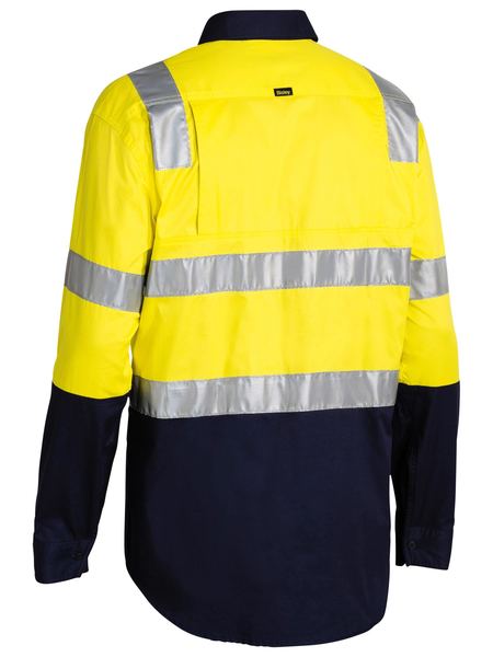 Bisley Taped Hi Vis Lightweight 2 Tone With Shoulder Tape Long Sleeve Unisex Shirt - BS6432T