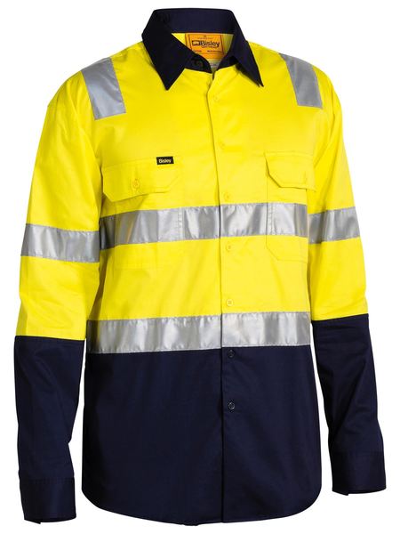 Bisley Taped Hi Vis Lightweight 2 Tone With Shoulder Tape Long Sleeve Unisex Shirt - BS6432T