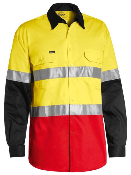 Bisley Taped Hi Vis Cool Lightweight 3 Tone Long Sleeve Mens Shirt - BS6697T