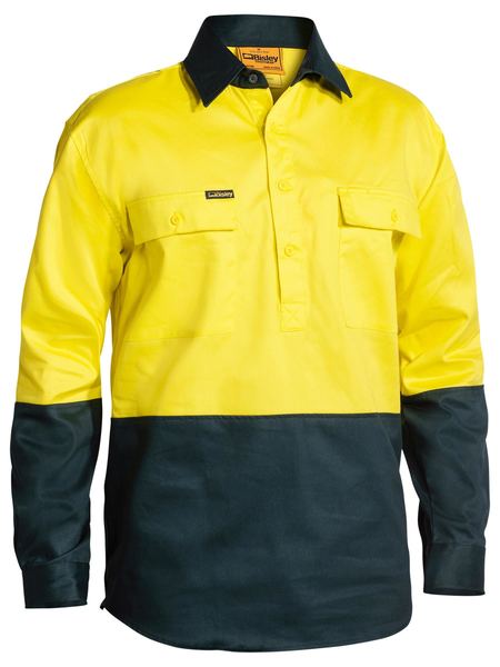 Bisley Hi Vis 2 Tone Long Sleeve Mens Drill shirt - BSC6267