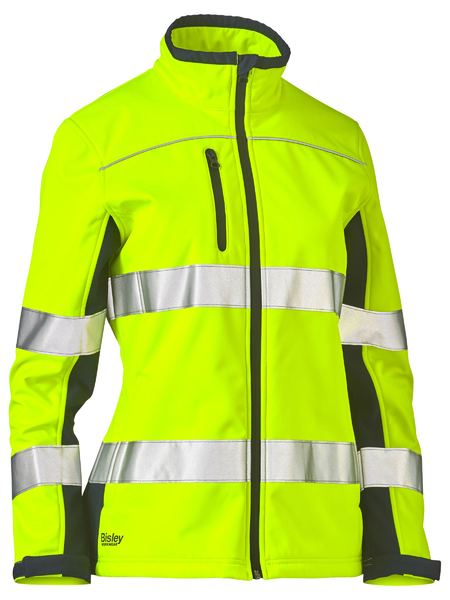 Bisley Womens Taped Hi Vis 2Tone Soft Shell Jacket - BJL6059T