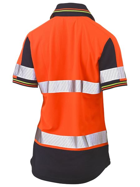 Bisley Womens Taped Hi Vis 2Tone V-Neck Short Sleeve Polo - BKL1225T