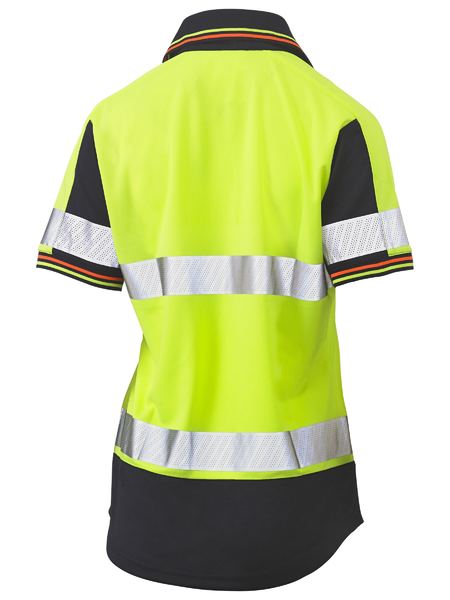 Bisley Womens Taped Hi Vis 2Tone V-Neck Short Sleeve Polo - BKL1225T