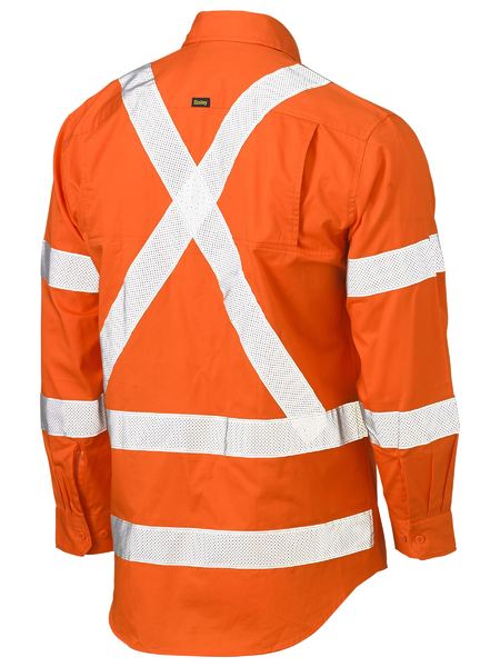 Bisley X Taped Biomotion Hi Vis Cool Lightweight Long Sleeve Drill Shirt - BS6166XT