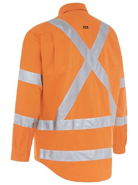 Bisley X Taped Biomotion Hi Vis Cool Lightweight Long Sleeve Drill Shirt - BS6166XT