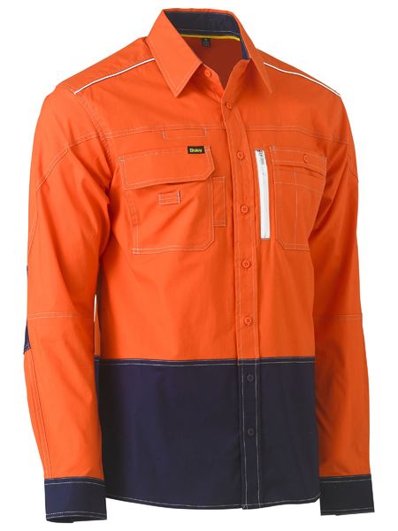 Bisley Flx & Move 2 Tone Hi Vis Mens Utility Shirt - BS6177