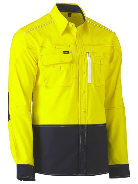 Bisley Flx & Move 2 Tone Hi Vis Mens Utility Shirt - BS6177