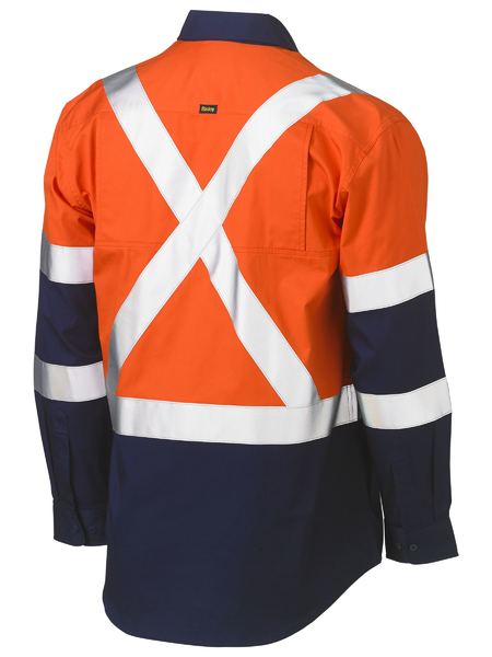 Bisley X Taped Biomotion 2 Tone Hi Vis Lightweight Long Sleeve Drill Shirt - BS6696XT