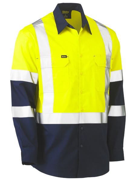 Bisley X Taped Biomotion 2 Tone Hi Vis Lightweight Long Sleeve Drill Shirt - BS6696XT