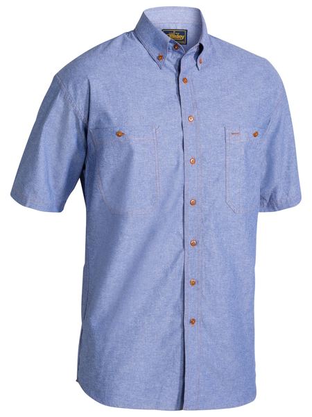 Bisley Mens Chambray Short Sleeve Shirt - B71407