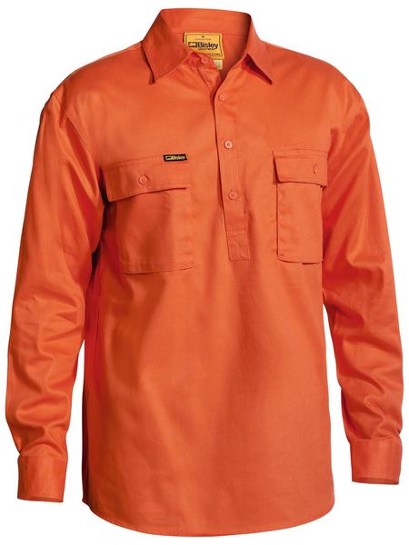 Bisley Closed Front Long Sleeve Cotton Drill Shirt - BSC6433