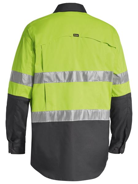 Bisley Taped X-AirFlow Hi Vis Ripstop 2 Tone Long Sleeve Mens Shirt - BS6415T