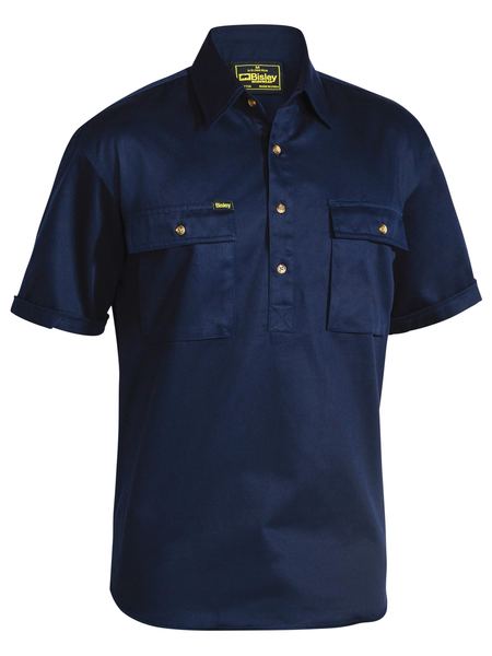 Bisley Closed Front Cotton Short Sleeve Drill Shirt  - BSC1433