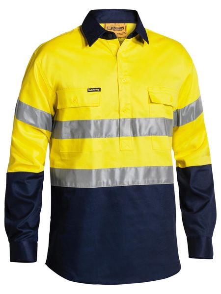 Bisley Taped Hi Vis 2 Tone Long Sleeve Mens Drill Shirt - BTC6456