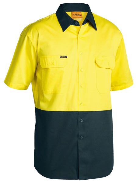 Bisley Hi Vis Cotton Drill Short Sleeve Shirt - BS1895