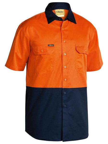 Bisley Hi Vis Cotton Drill Short Sleeve Shirt - BS1895