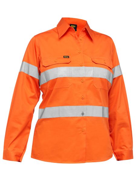 Bisley Womens Taped Hi Vis Cool Lightweight Drill Shirt - BL6897