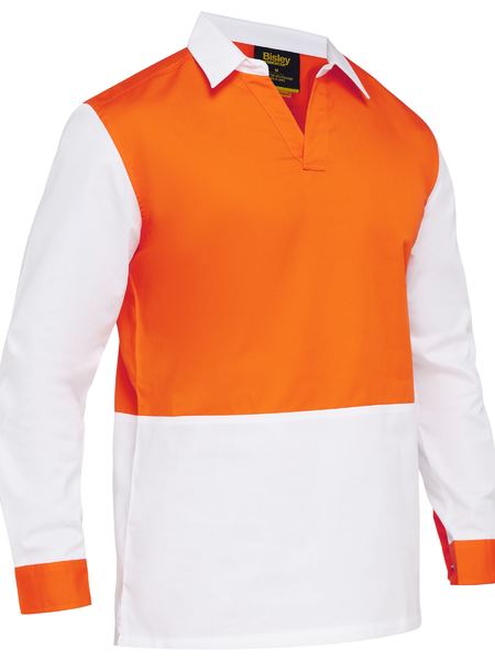 Bisley Two Tone Hi Vis V-Neck Long Sleeve Shirt Food Industry Compliant - BS6405