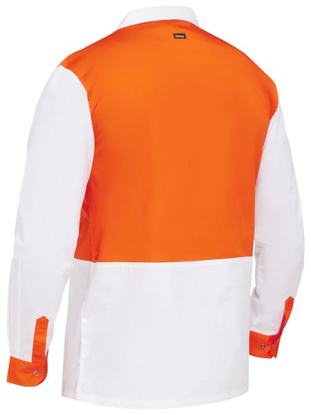 Bisley Two Tone Hi Vis V-Neck Long Sleeve Shirt Food Industry Compliant - BS6405